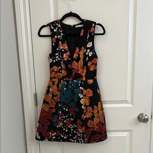 Alice + Olivia Black and Orange Floral Dress